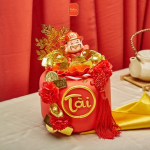 Hũ Kim Tài Sắc Đỏ - Lễ Vật Phong Thủy